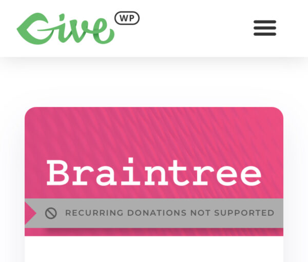 Give BrainTree Gateway