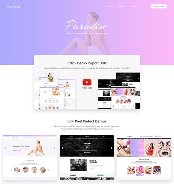 Paradise-Multipurpose Beauty & Spa, Haircut, Nail, Tattoo WordPress Theme