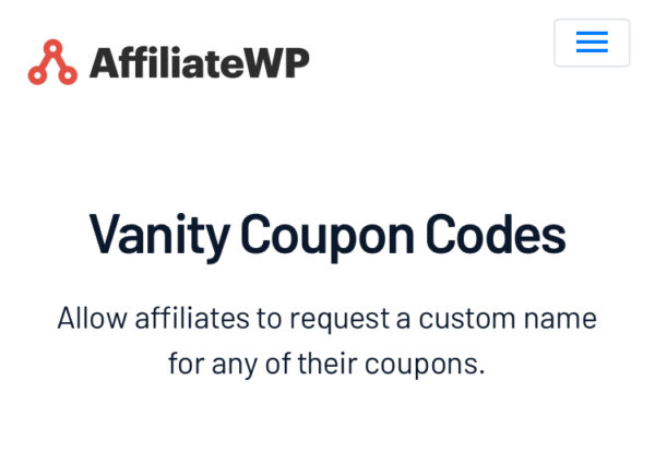 AffiliateWP Vanity Coupon Codes