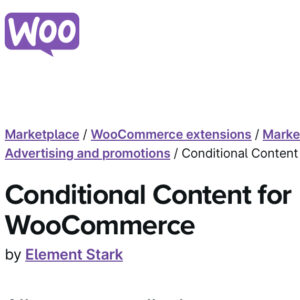 WooCommerce Conditional Content