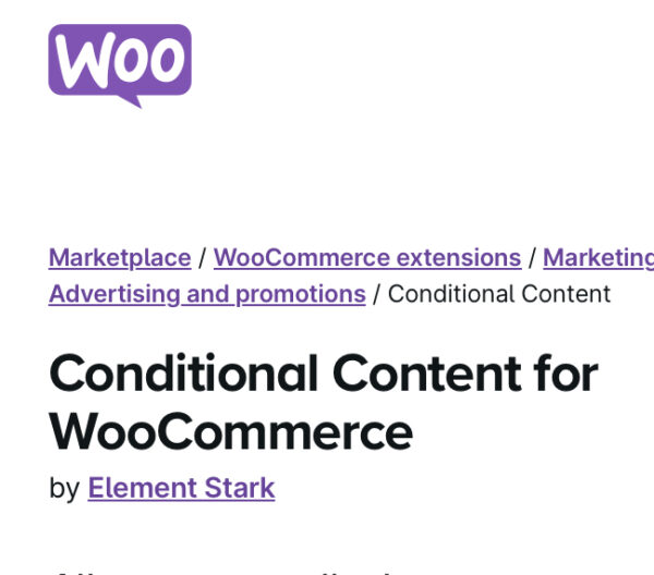 WooCommerce Conditional Content