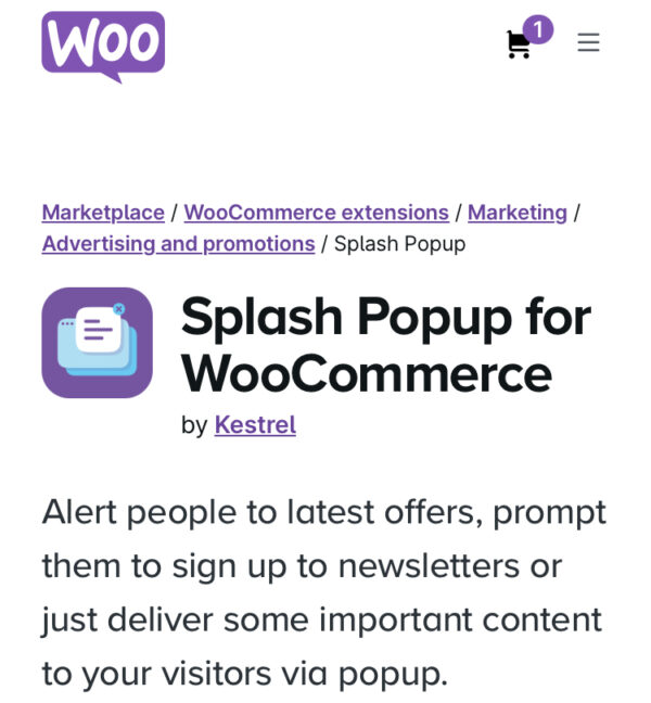 WooCommerce Splash Popup