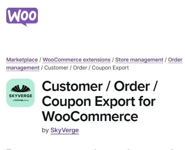 WooCommerce Customer Order CSV Export