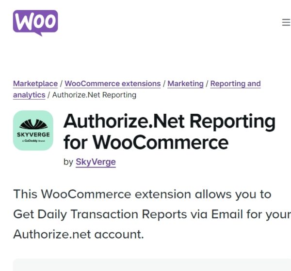 WooCommerce Authorize.Net Reporting