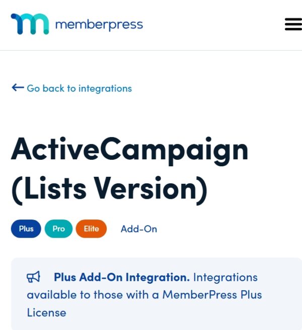 MemberPress Active Campaign