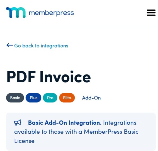 MemberPress PDF Invoice